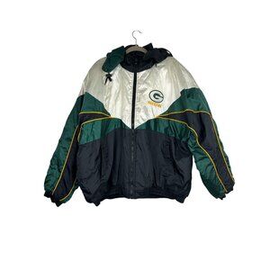 Vintage Green Bay Packers Pro Player Hooded Quilt Lined NFL Jacket Men’s XXL